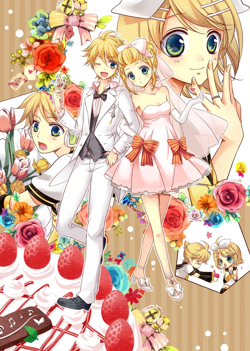kagamine rin and kagamine len (vocaloid) drawn by awami_kisa