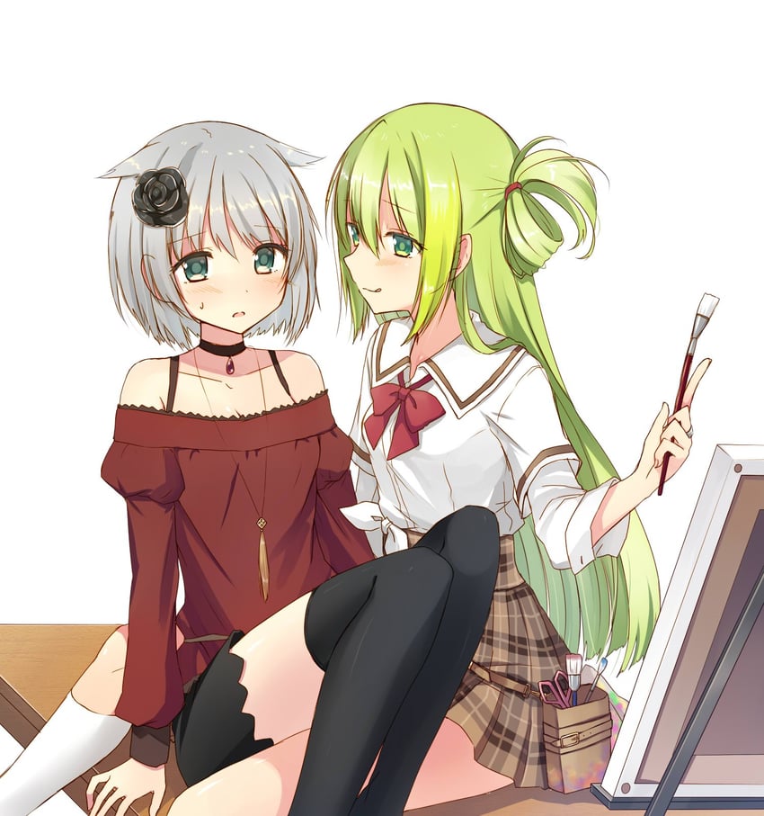 alina gray and azusa mifuyu (mahou shoujo madoka magica and 1 more) drawn by kyabechi