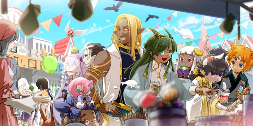 azarak fafnir, ranjullo tomorry, virna fey piedra, fuu, marcel, and 2 more (pixiv fantasia and 1 more) drawn by sou-_-you