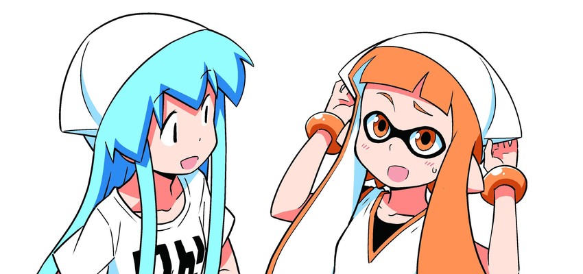 inkling player character, inkling girl, ikamusume, and kaori (splatoon and 2 more) drawn by anbe_masahiro