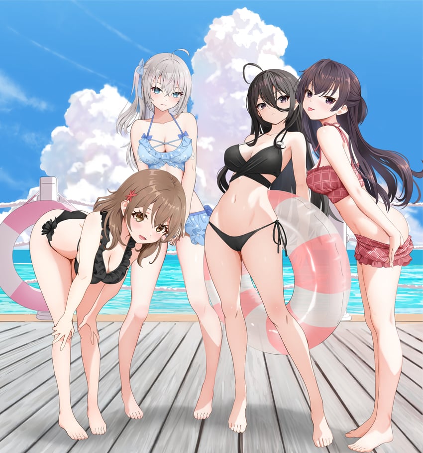alisa mikhailovna kujou, suou yuki, mariya mikhailovna kujou, and kimishima ayano (tokidoki bosotto roshia-go de dereru tonari no alya-san) drawn by gibun_(sozoshu)