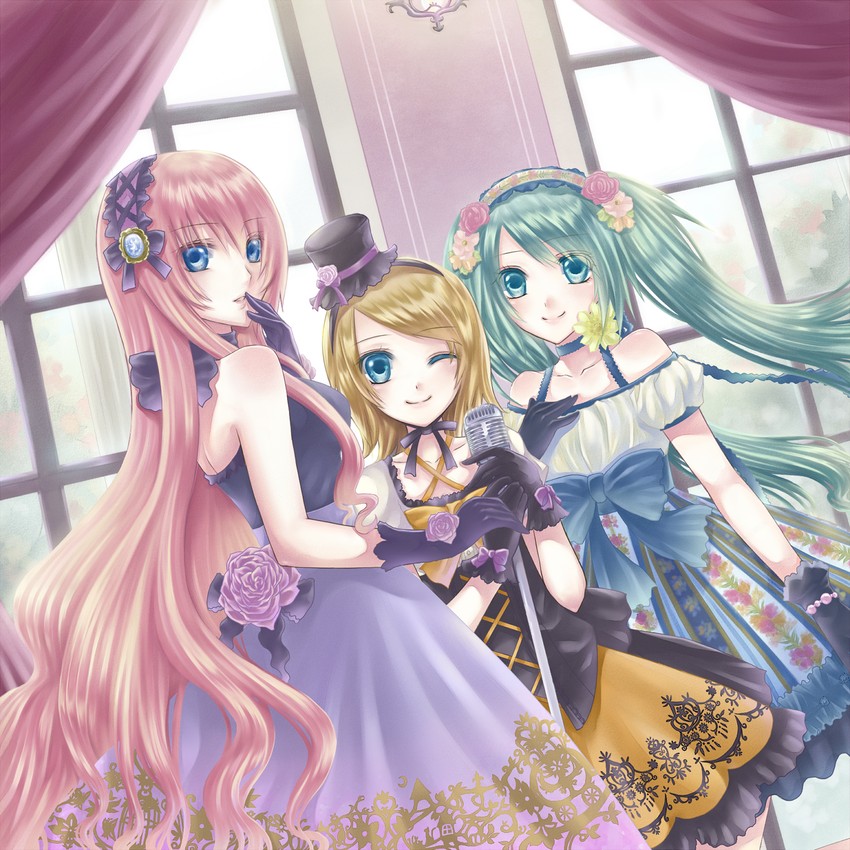 hatsune miku, kagamine rin, and megurine luka (vocaloid) drawn by kurone_kuroneko