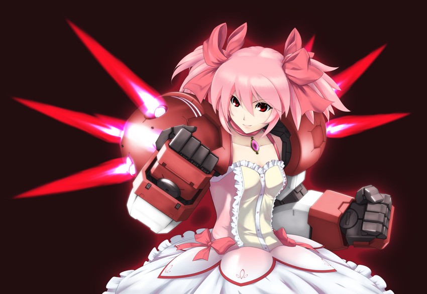 kaname madoka, gundam age-1, and gundam age-1 titus (mahou shoujo madoka magica and 2 more) drawn by nagi-kaze