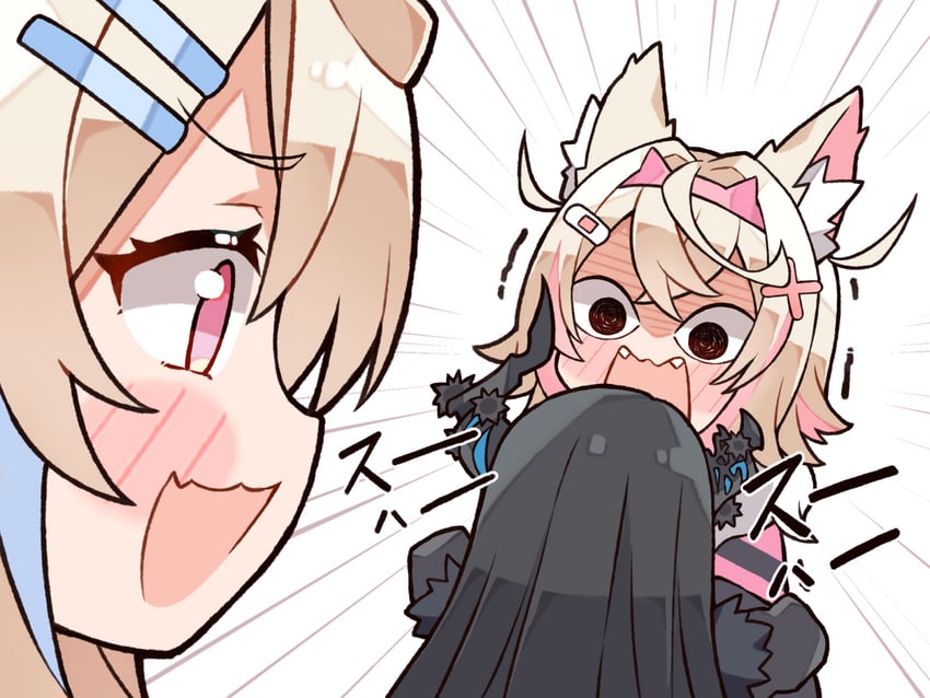 nerissa ravencroft, fuwawa abyssgard, and mococo abyssgard (hololive and 1 more) drawn by kukie-nyan