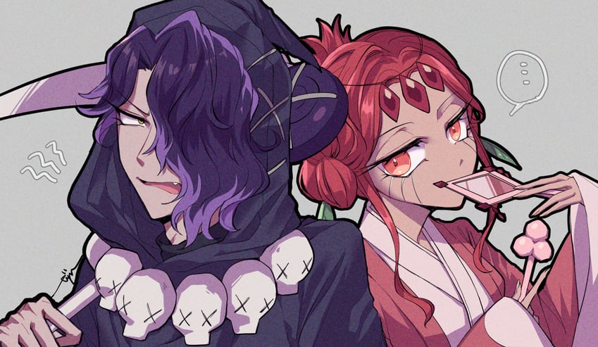 pomegranate cookie and licorice cookie (cookie run and 1 more) drawn by yujin1429