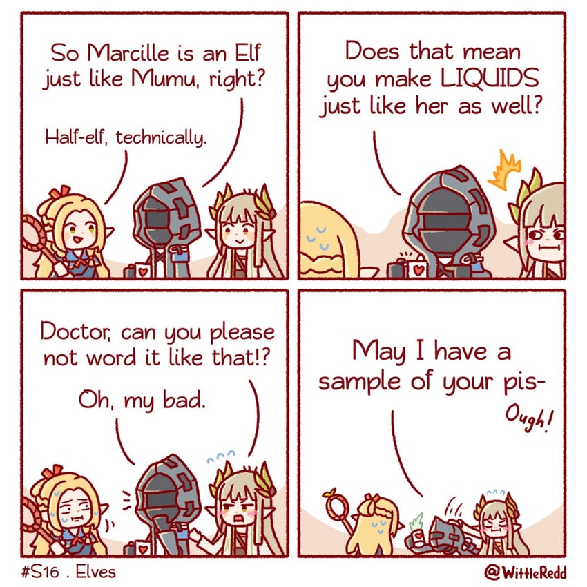 doctor, marcille donato, and muelsyse (arknights and 1 more) drawn by wittle_red