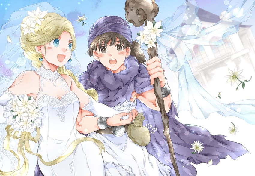 bianca and hero (dragon quest and 1 more) drawn by isa_(chiyo-s)