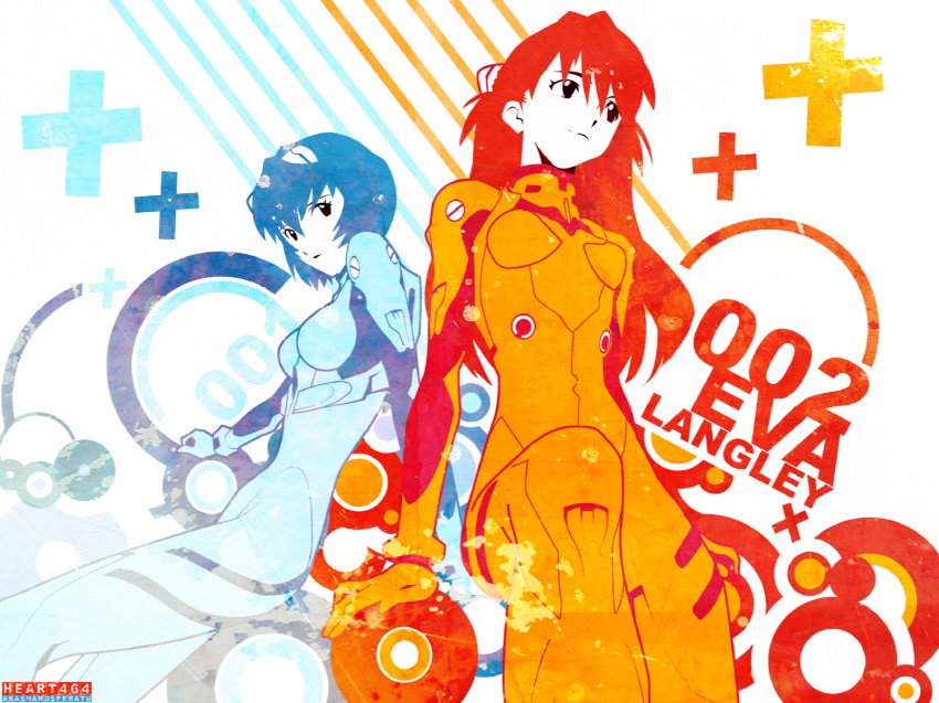 souryuu asuka langley and ayanami rei (neon genesis evangelion) drawn by sadamoto_yoshiyuki