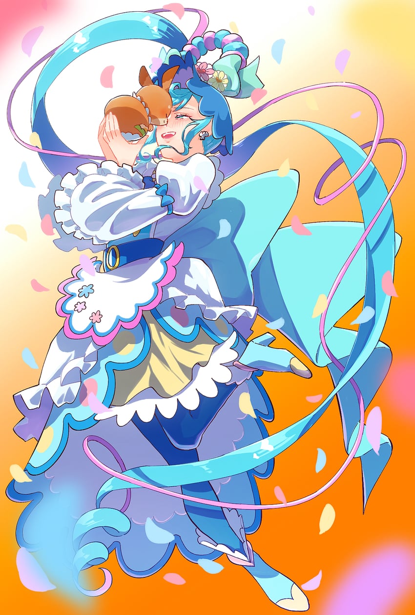 fuwa kokone, pam-pam, and cure spicy (precure and 1 more) drawn by ton_(ton39342104)
