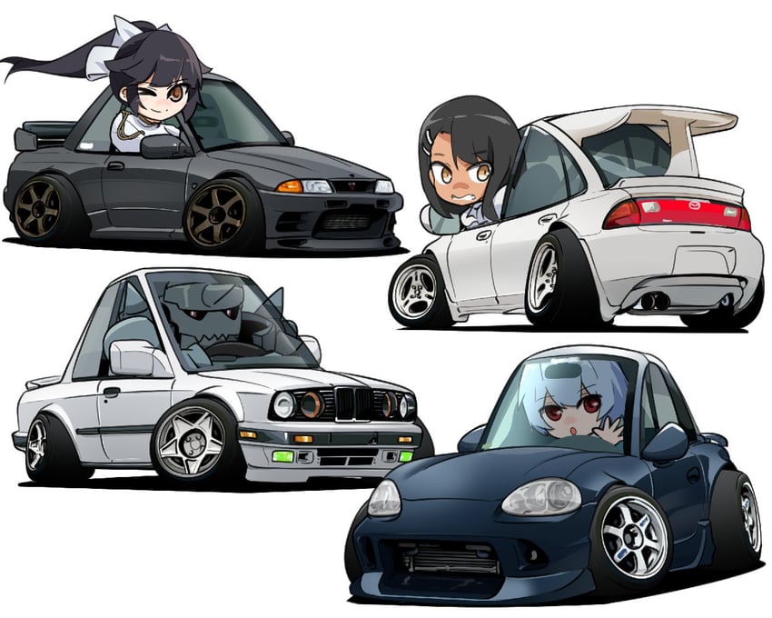 ayanami rei, takao, nagatoro hayase, and alphonse elric (azur lane and 3 more) drawn by holeecrab