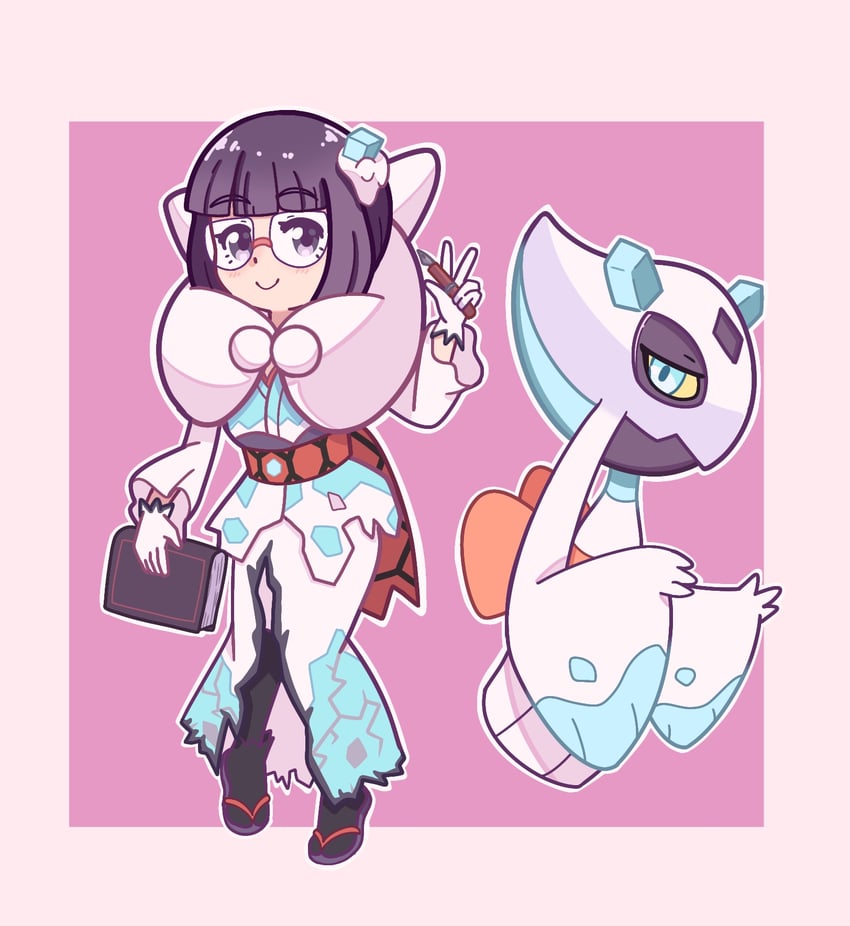 froslass and shauntal (pokemon and 1 more) drawn by dustlight_(kjms4434)
