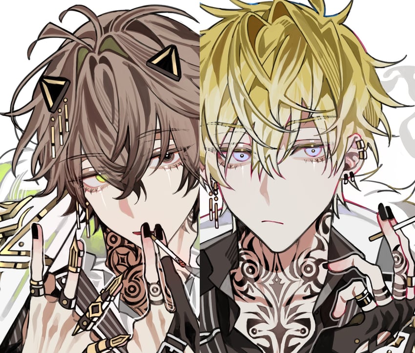 sonny brisko and alban knox (nijisanji and 1 more) drawn by kuren_0x