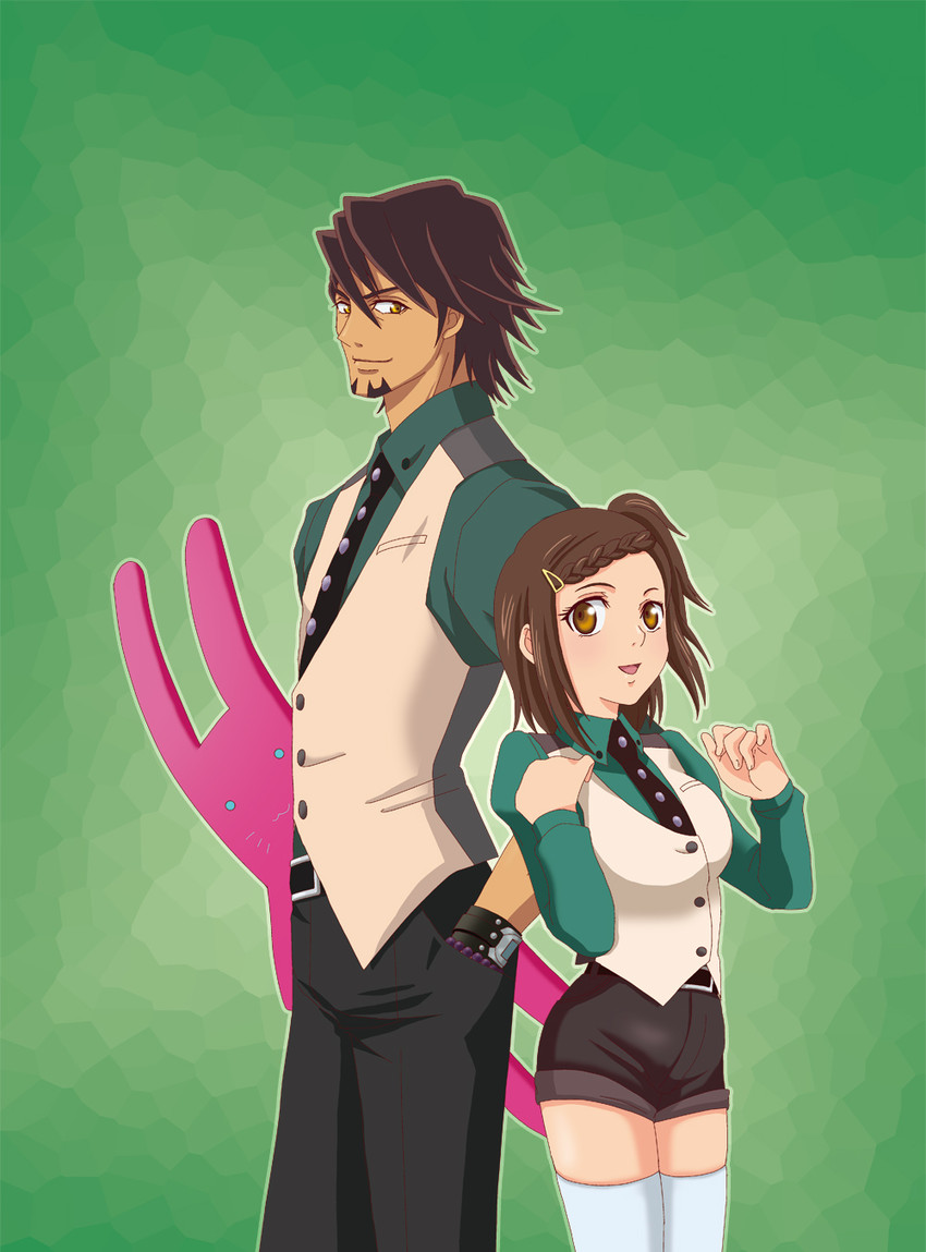kaburagi t. kotetsu and kaburagi kaede (tiger & bunny) drawn by chiyoka