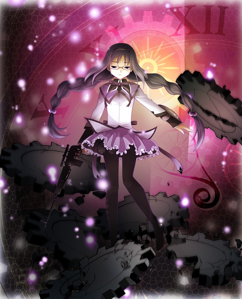 akemi homura (mahou shoujo madoka magica) drawn by sanada_(teketo) and sasara_(nozoaikawa)