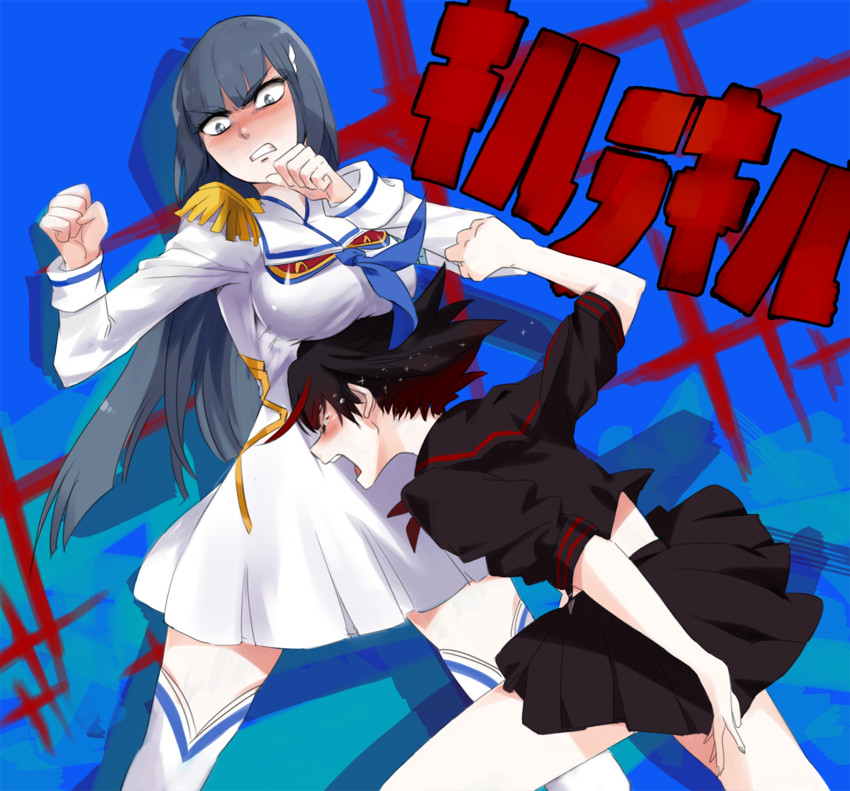 matoi ryuuko, senketsu, kiryuuin satsuki, and junketsu (kill la kill) drawn by rushi_(bloodc)