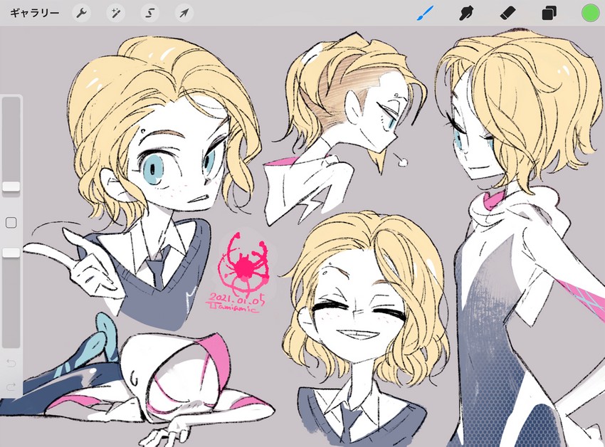 spider-gwen and gwen stacy (marvel and 3 more) drawn by amiami