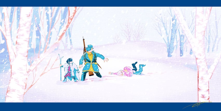 sugimoto saichi, asirpa, and shiraishi yoshitake (golden kamuy) drawn by dctroo_08