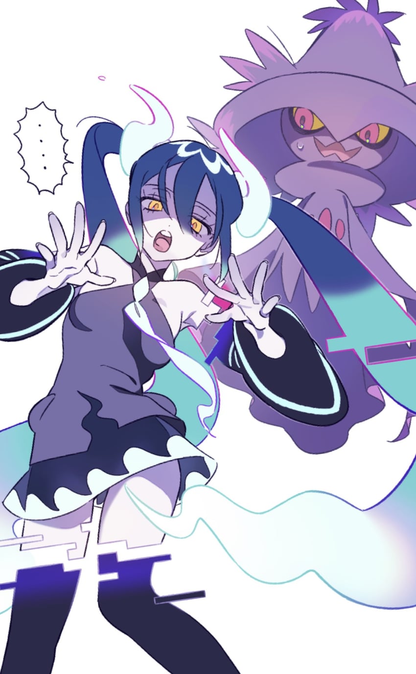 hatsune miku, mismagius, and ghost miku (pokemon and 2 more) drawn by sasimi0isi