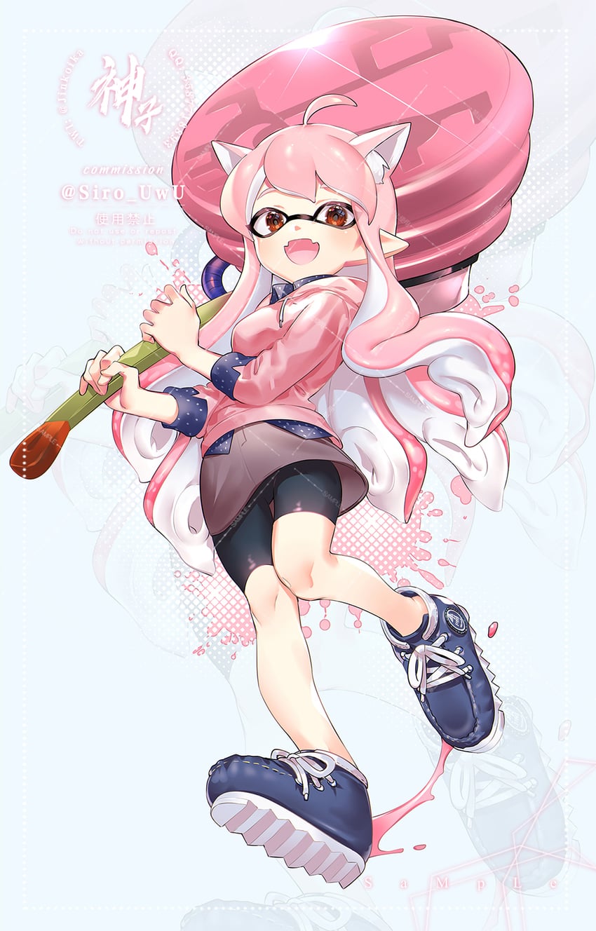 inkling player character and inkling girl (splatoon) drawn by jinkoika