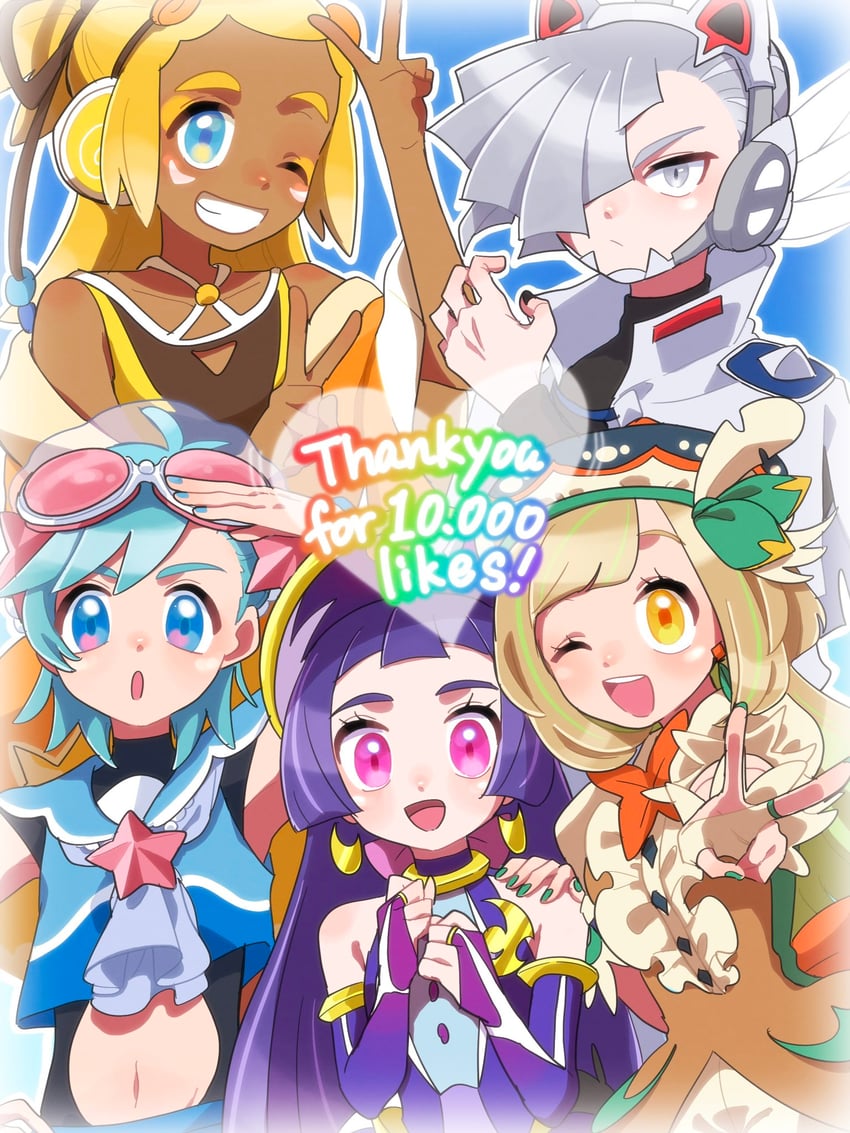 lillie, selene, rowlet, elio, gladion, and 6 more (pokemon and 2 more) drawn by aria_pkmn