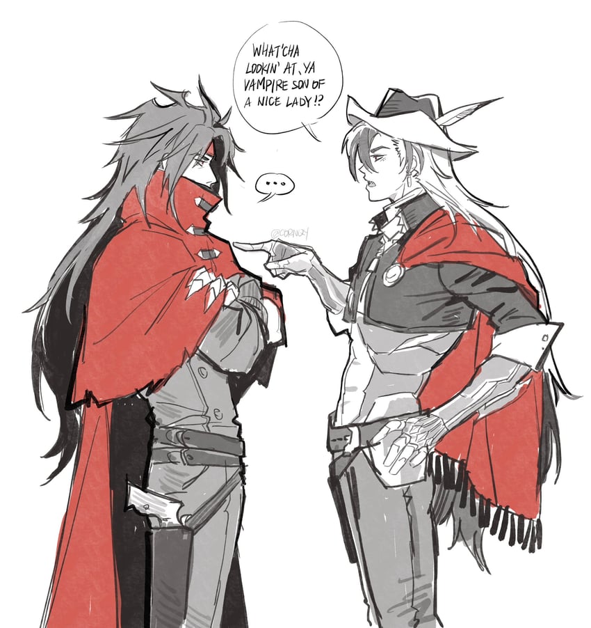vincent valentine and boothill (honkai and 5 more) drawn by cornqy