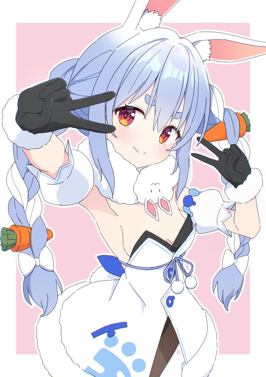 usada pekora and don-chan (hololive) drawn by kaie