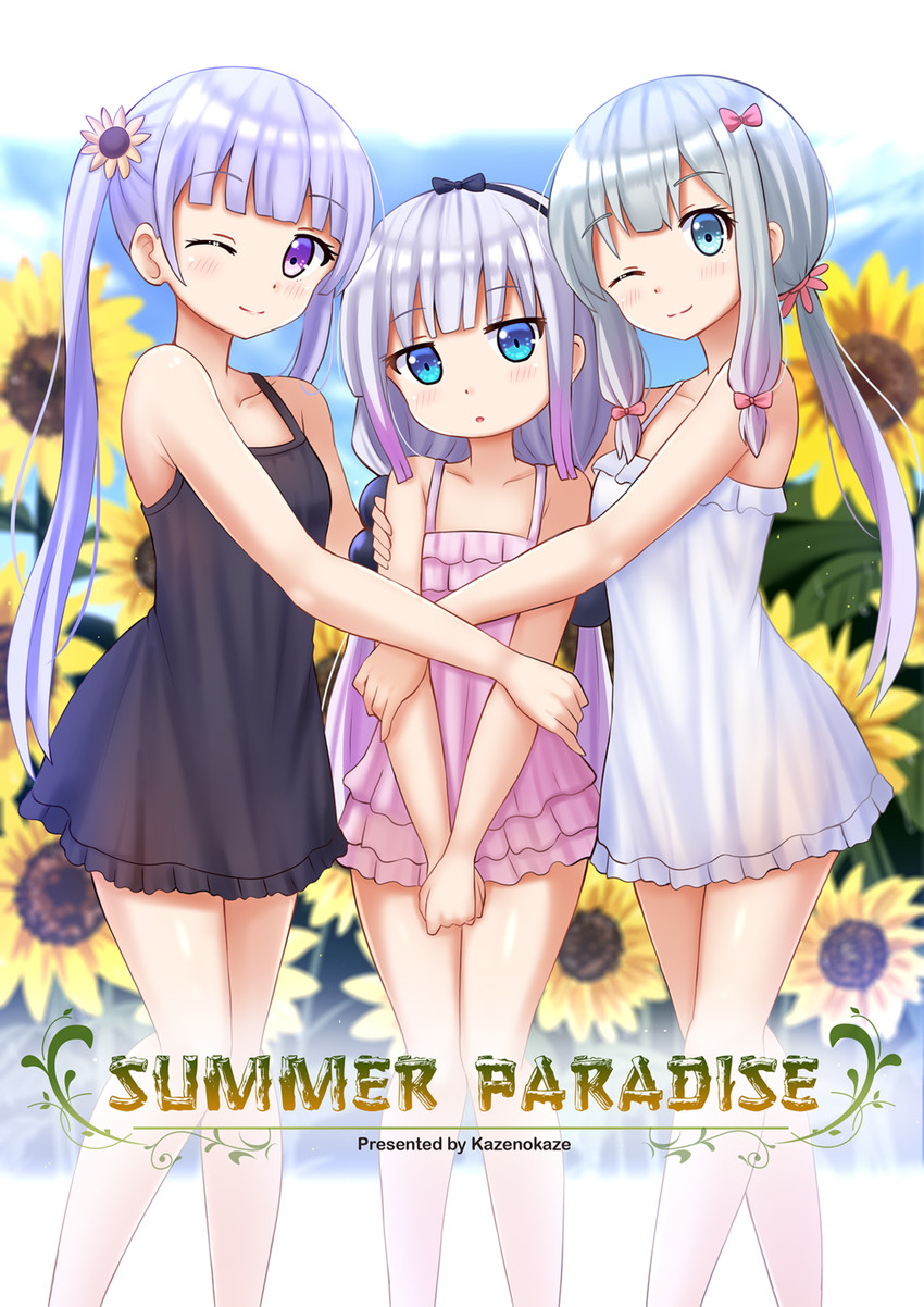 izumi sagiri, kanna kamui, and suzukaze aoba (kobayashi-san chi no maidragon and 2 more) drawn by kazenokaze