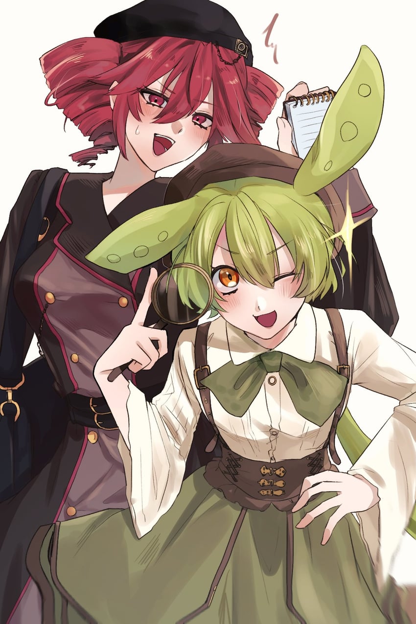 kasane teto, zundamon, bishoujo detective zundamon, and assistant teto (voiceroid and 3 more) drawn by yasiro_hayate
