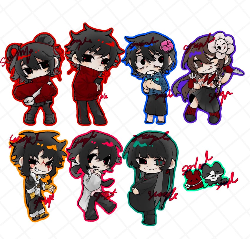 ziche fuzhao, li yuting, mo chengwei, naihe, fu shun, and 1 more (touqi guaitan) drawn by evesuki