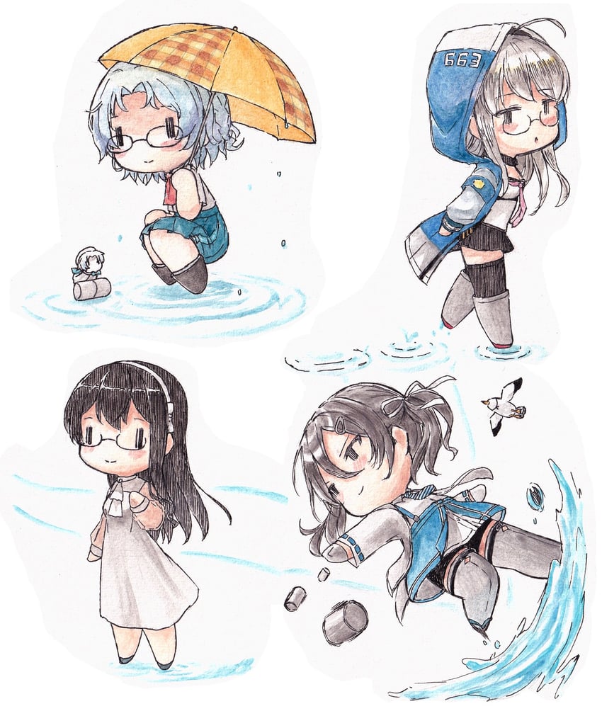 ooyodo, hirato, heywood l. edwards, inagi, and inagi kai ni (kantai collection) drawn by poipoi_purin