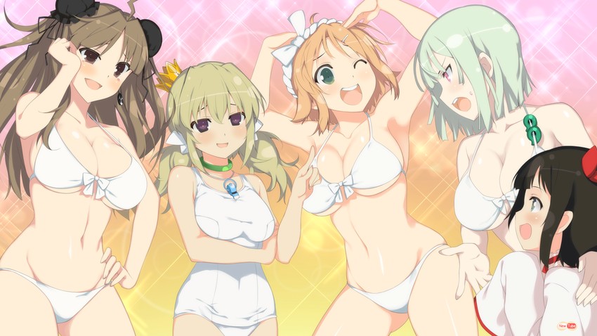 kafuru, hanabi, renka, kagura, and naraku (senran kagura and 1 more) drawn by yaegashi_nan