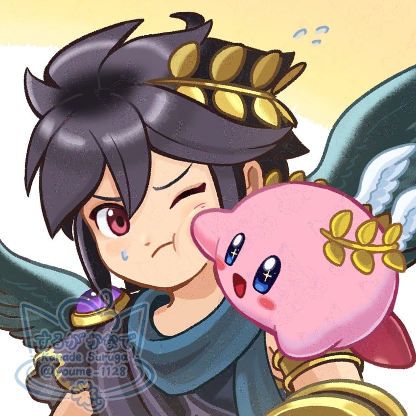 kirby, pit, and dark pit (kirby and 3 more) drawn by suruga_kanade