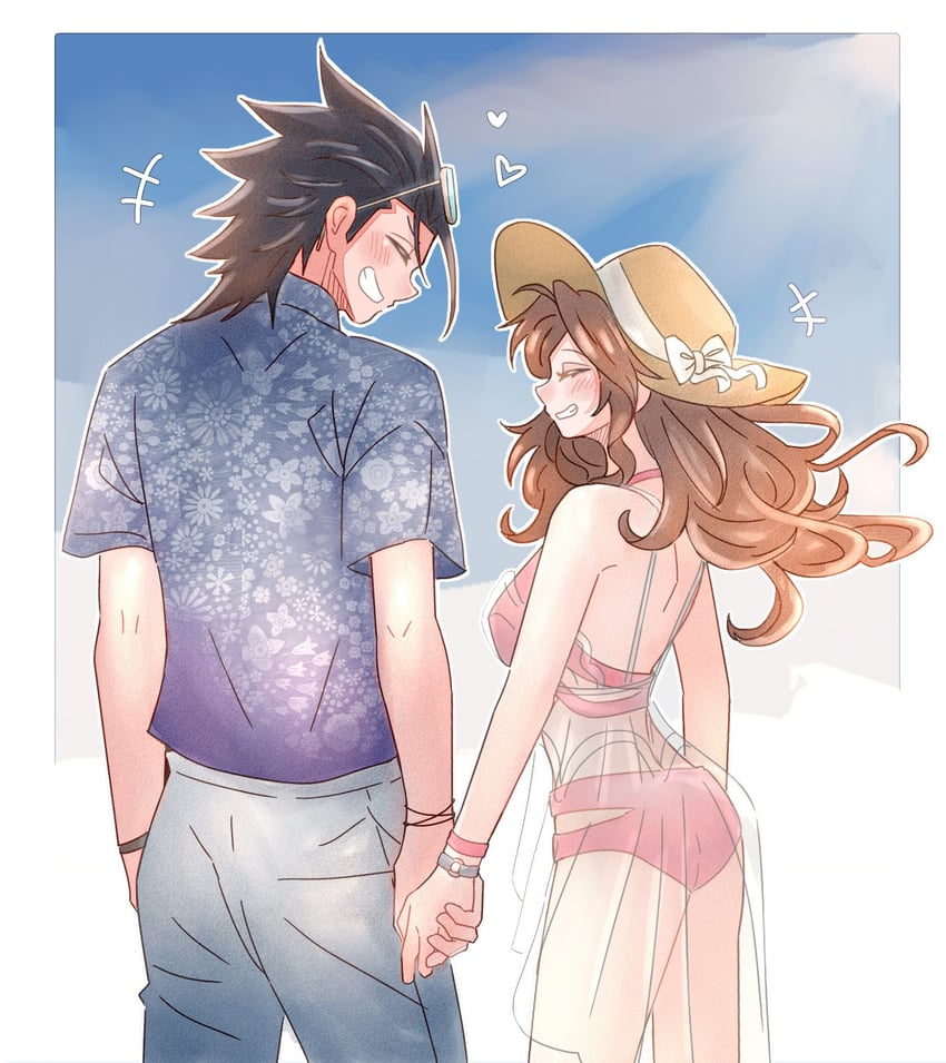 aerith gainsborough and zack fair (final fantasy and 2 more) drawn by 7_(milu577610)