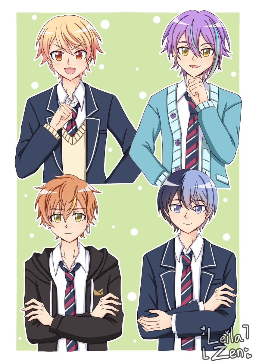 tenma tsukasa, kamishiro rui, shinonome akito, and aoyagi touya (project sekai) drawn by leila_zen