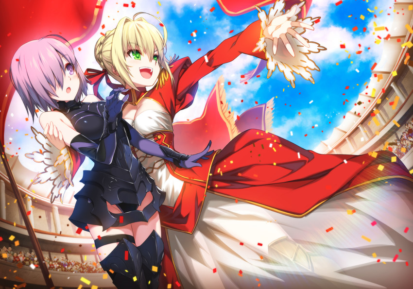 mash kyrielight and nero claudius (fate and 2 more) drawn by ress