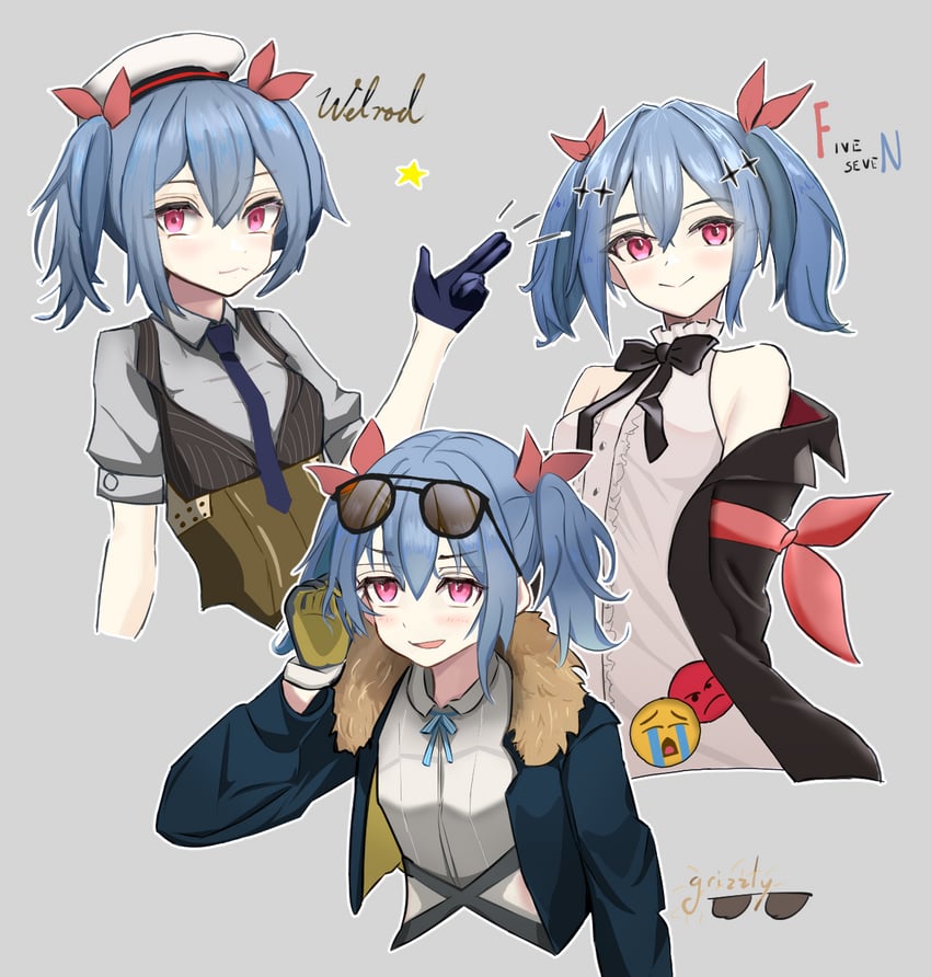 grizzly mkv, welrod mkii, five-seven, and colphne (girls' frontline and 1 more) drawn by lotan