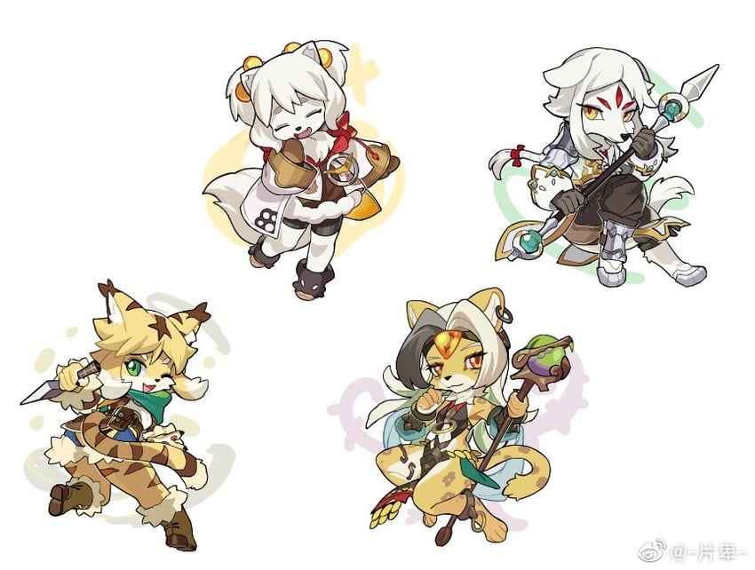 mia, fini, helga, and nevia (world flipper) drawn by magiace
