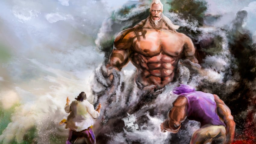 marshall d. teach, jesus burgess, and kong (one piece) drawn by riopapa