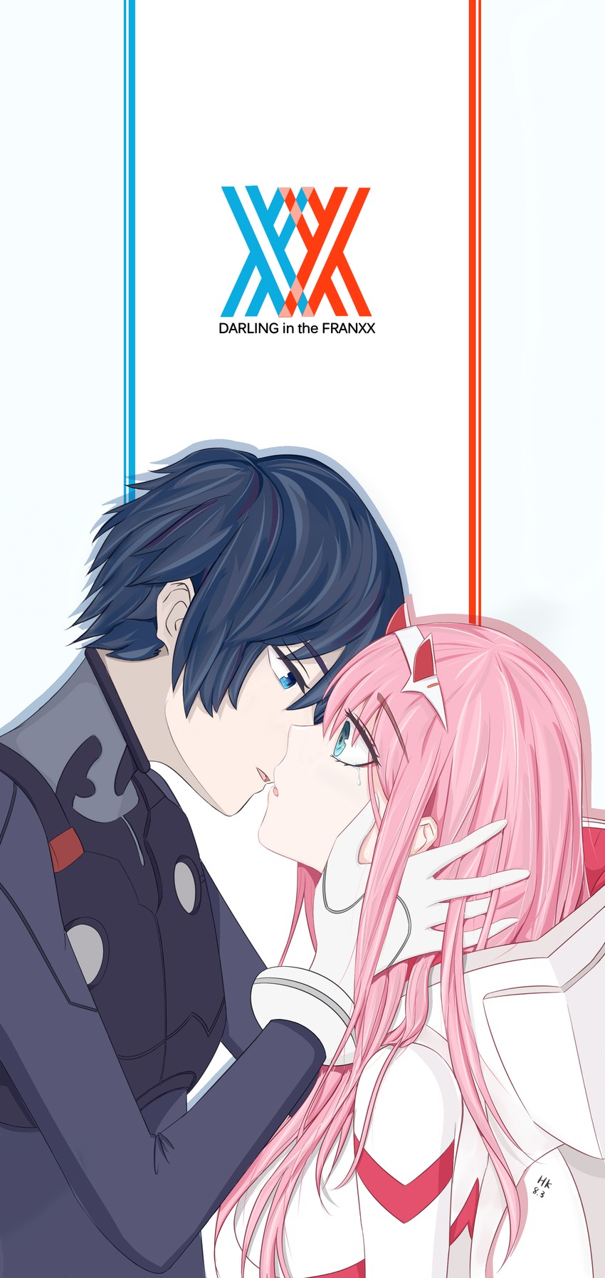 zero two and hiro (darling in the franxx) drawn by asuka_hk
