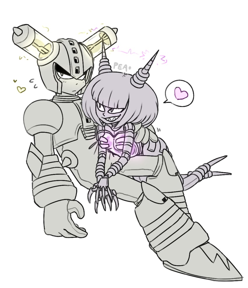 dynatron and fuse man (mega man and 2 more) drawn by peathetic