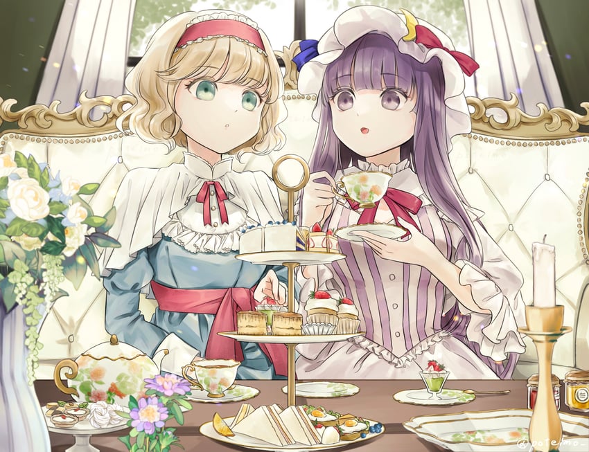 alice margatroid and patchouli knowledge (touhou) drawn by poteimo_(poteimo622)