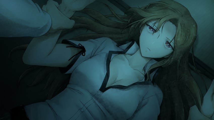 okabe rintarou and kiryuu moeka (steins;gate) drawn by huke