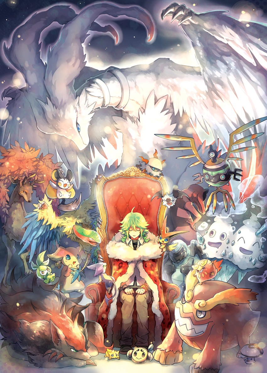 n, reshiram, emolga, joltik, zoroark, and 16 more (pokemon and 1 more) drawn by zesilo