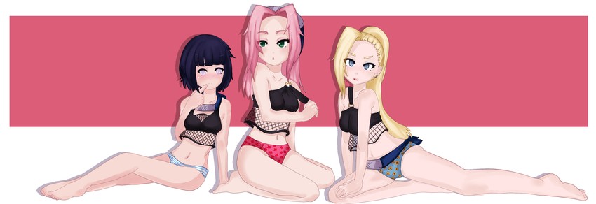 haruno sakura, hyuuga hinata, and yamanaka ino (naruto) drawn by marisupial