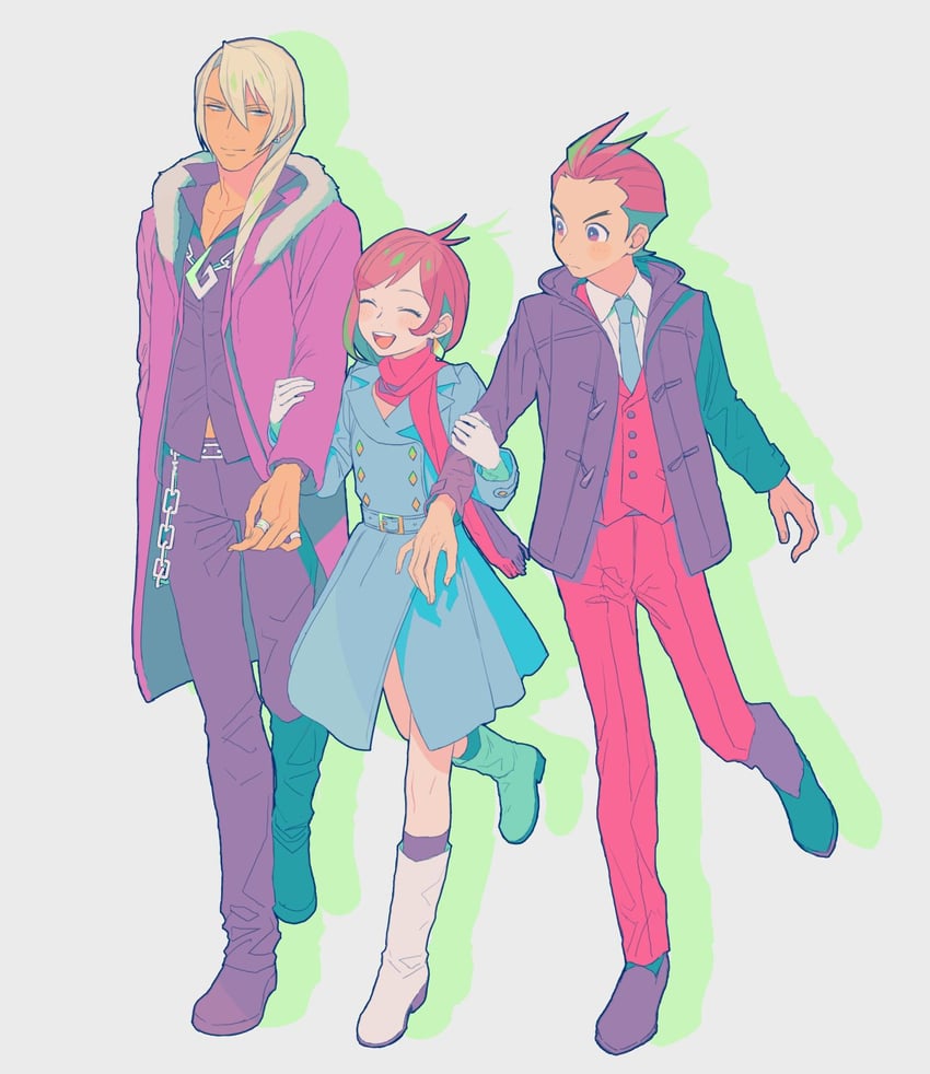apollo justice, trucy wright, and klavier gavin (ace attorney) drawn by ouse_(otussger)
