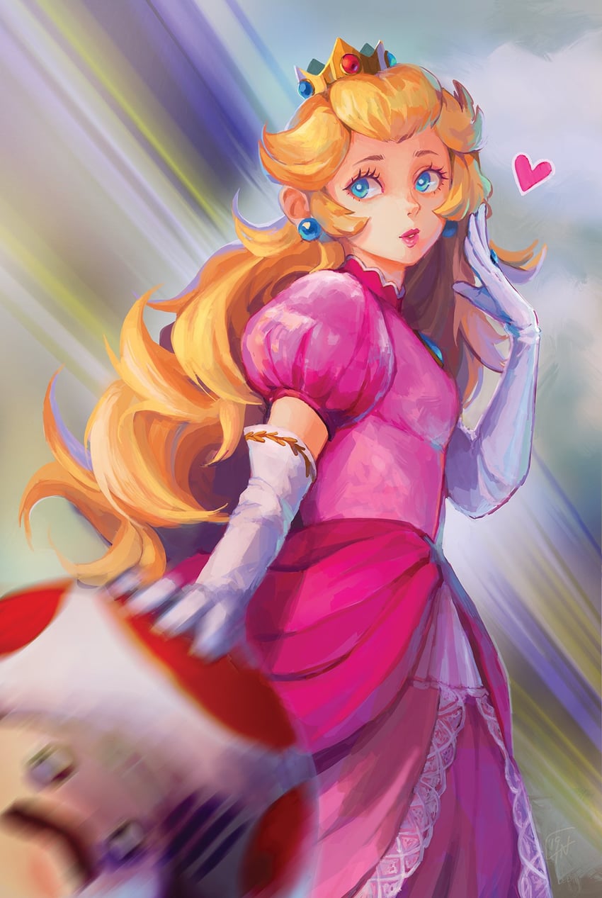 princess peach, toad, and red toad (mario and 1 more) drawn by cassandra_(avocasso)
