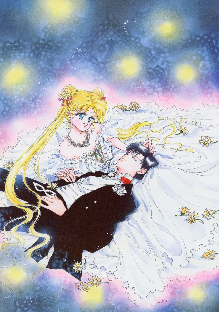 tsukino usagi, chiba mamoru, and tuxedo kamen (bishoujo senshi sailor moon) drawn by takeuchi_naoko