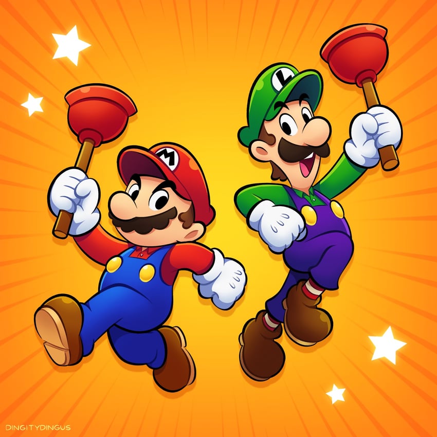 mario and luigi (mario and 2 more) drawn by vinny_(dingitydingus)