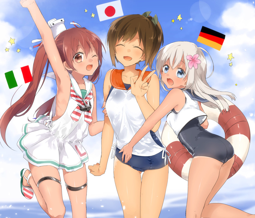 ro-500, i-401, and libeccio (kantai collection) drawn by sino_(sionori)