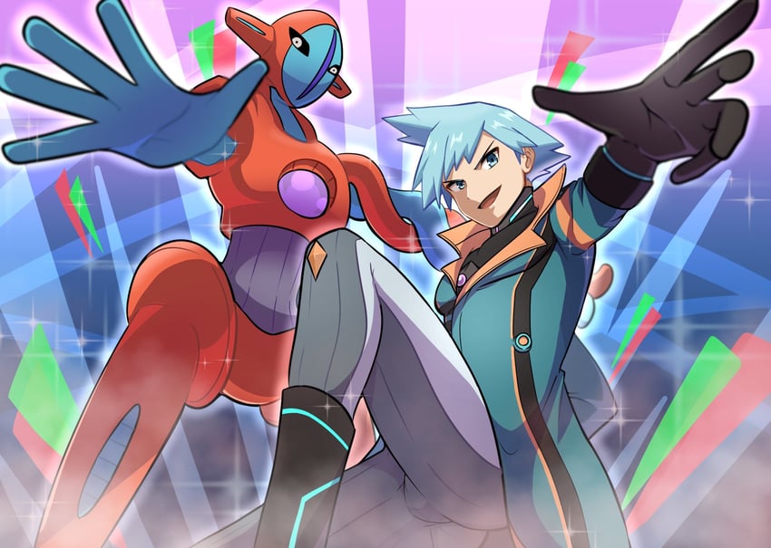 steven stone and deoxys (pokemon and 1 more) drawn by saon101